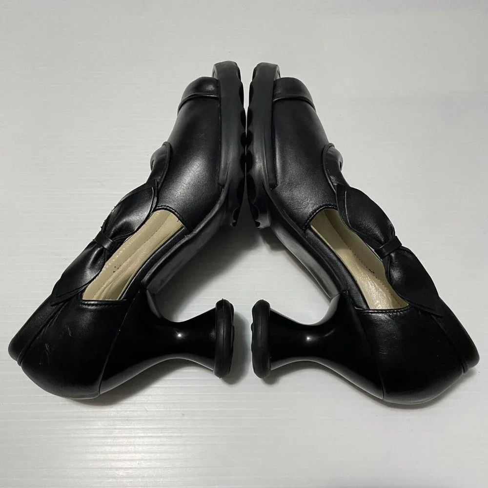 John Fluevog Mini Bebe Open-Toe Pumps Black Chunky Women’s Shoes Sz 10 - Picture 14 of 16